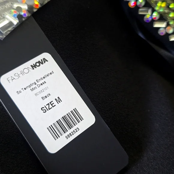 Embellished Black Mini Dress - Picture 4 of 6